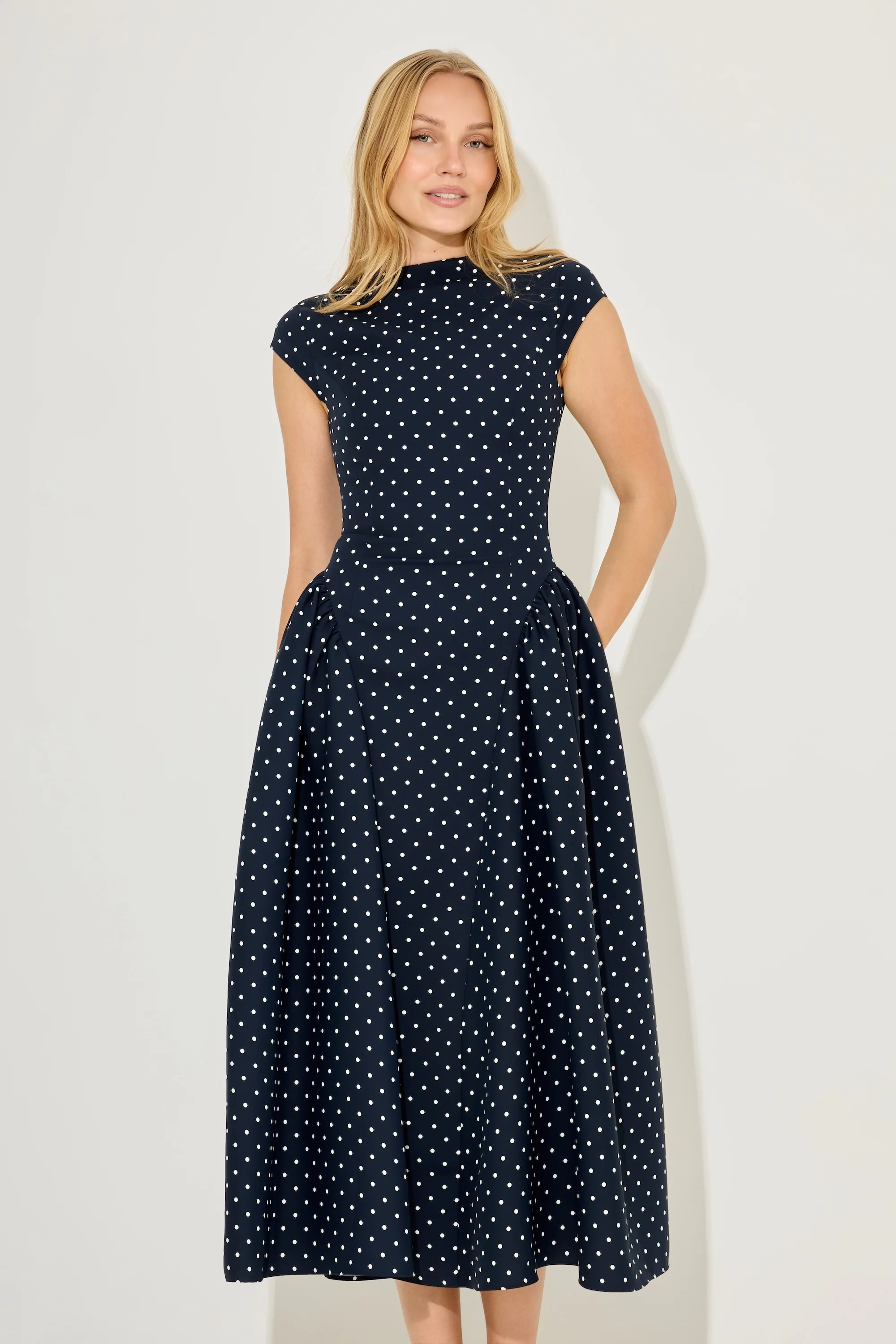 Cap Sleeve Gathered Midi Dress - Image 3