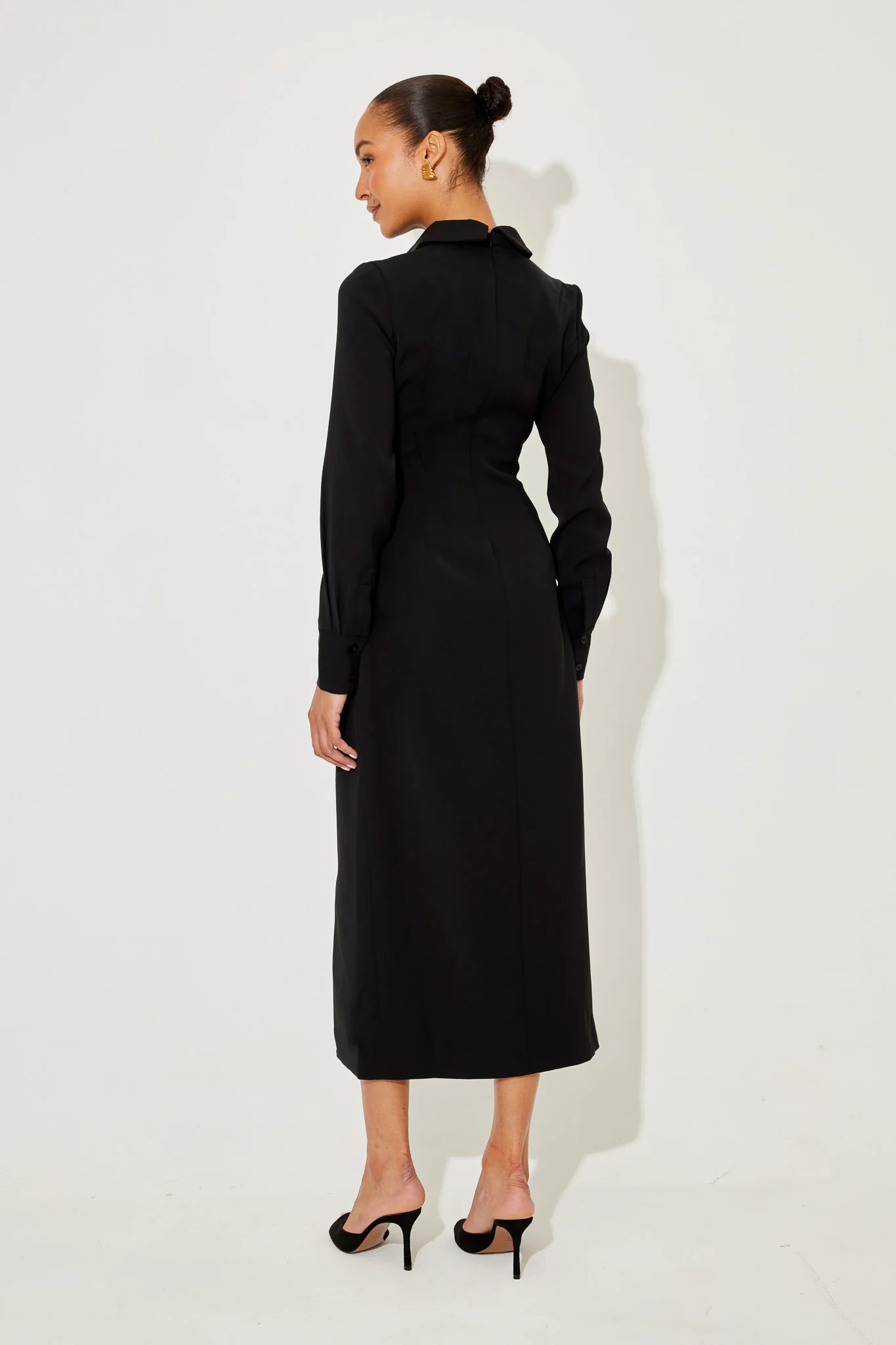 Long Sleeve Collar Maxi Dress - Image 4