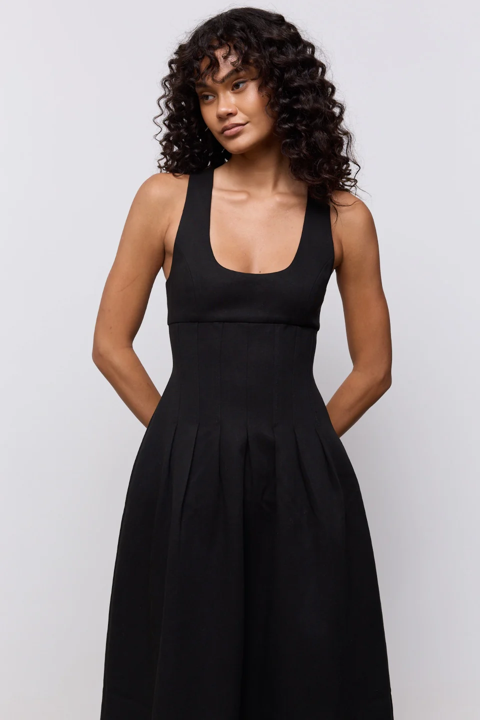 Cotton Mix Cinched Midi Dress - Image 2