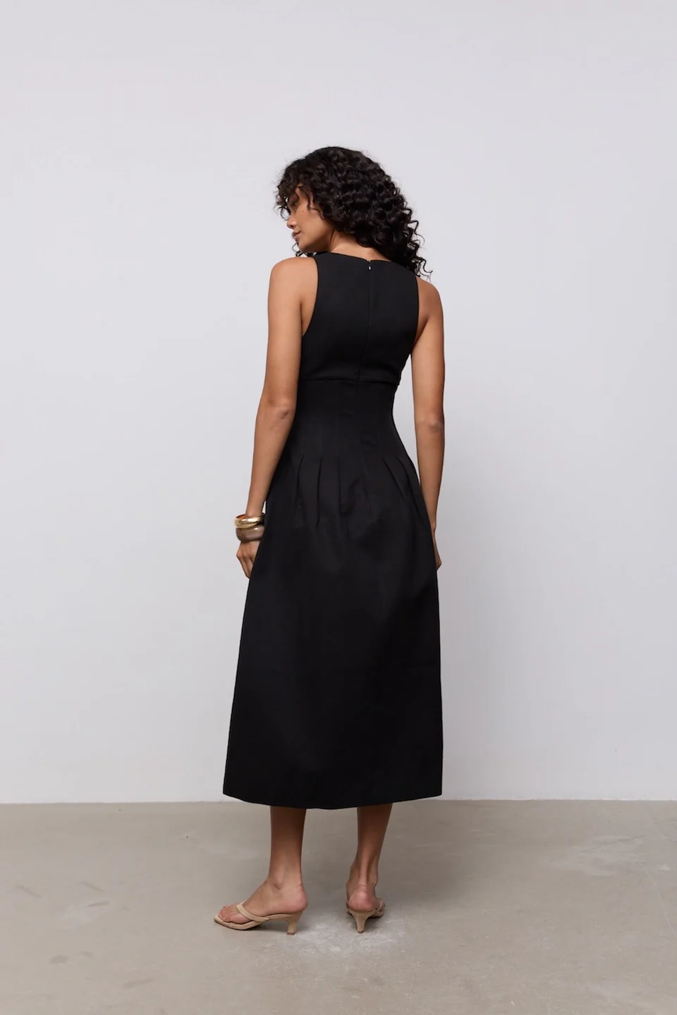 Cotton Mix Cinched Midi Dress - Image 3