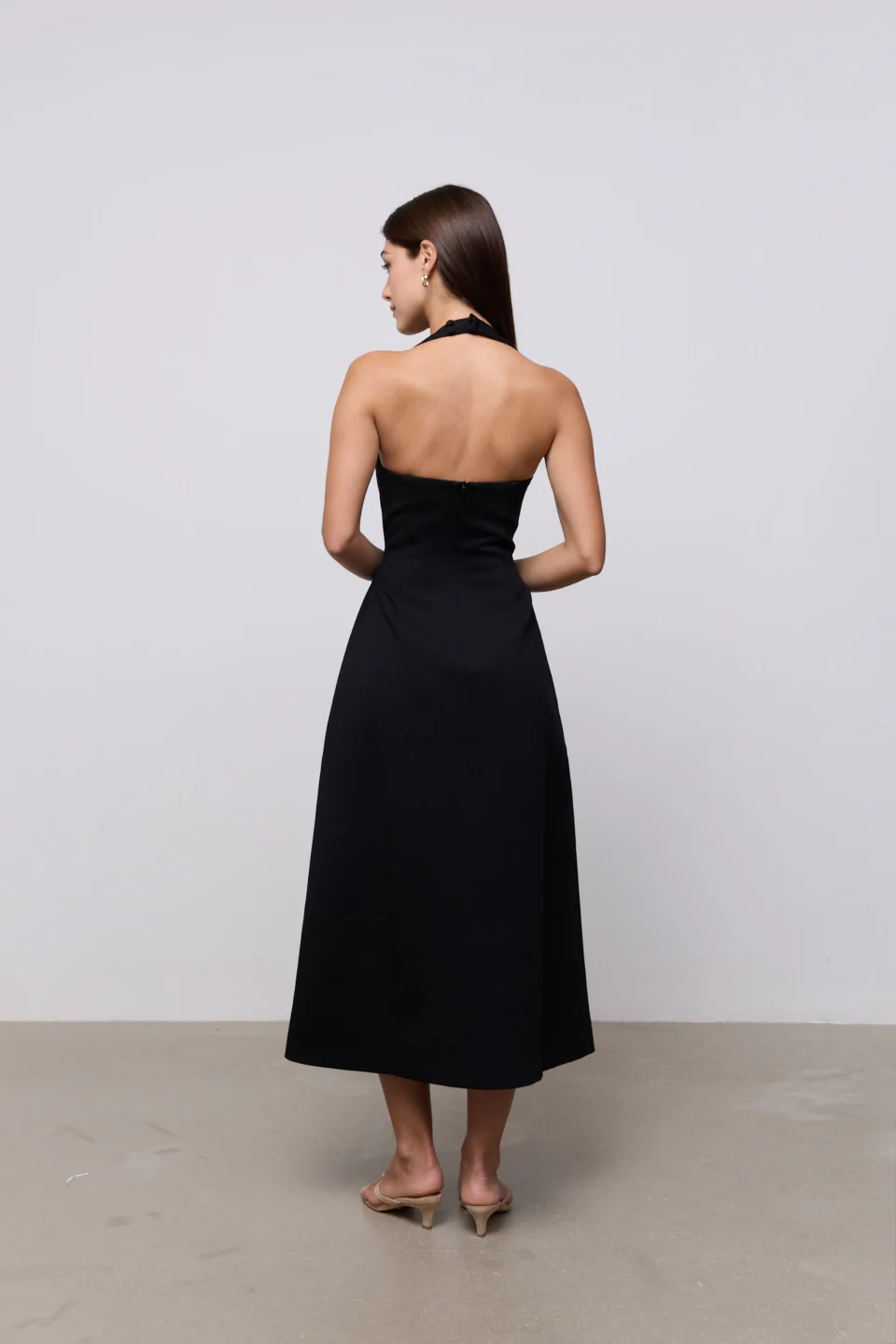Cotton Mix Halter Midi Dress - Image 3