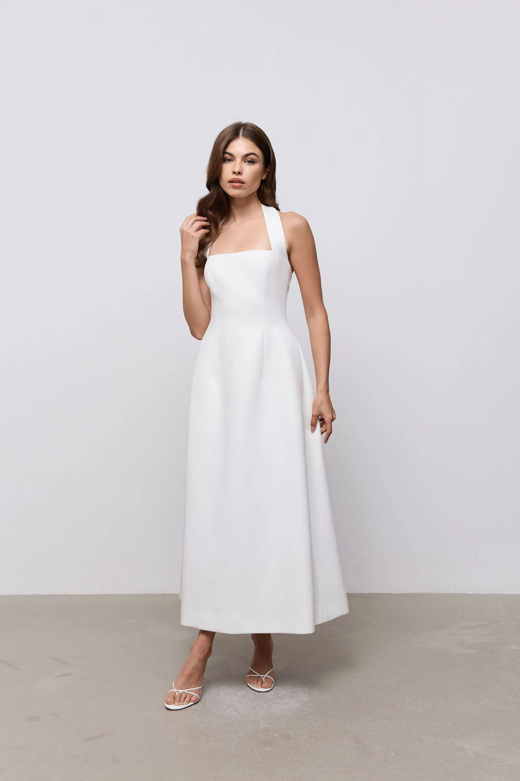 Cotton Mix Halter Midi Dress - Image 3