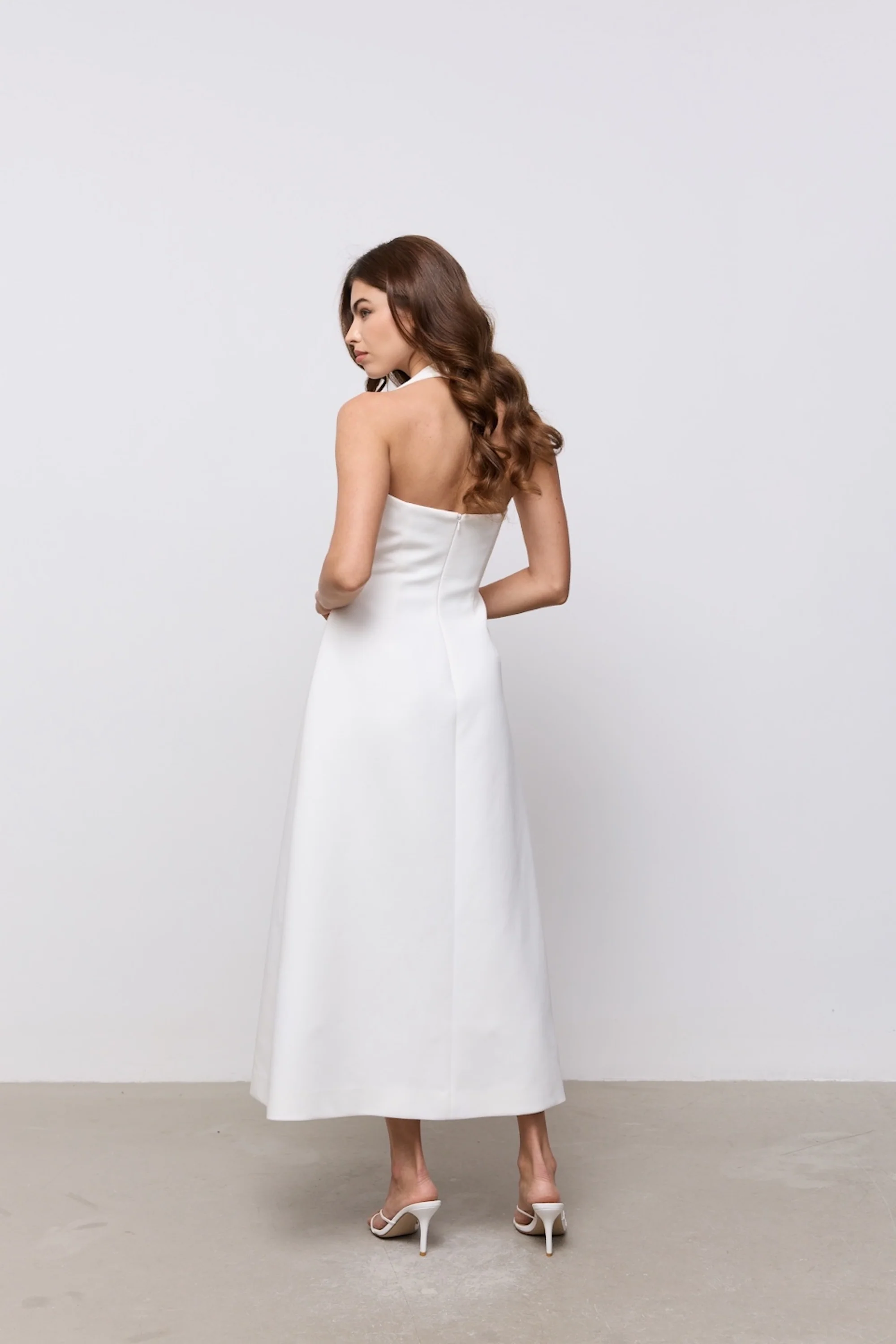 Cotton Mix Halter Midi Dress - Image 4
