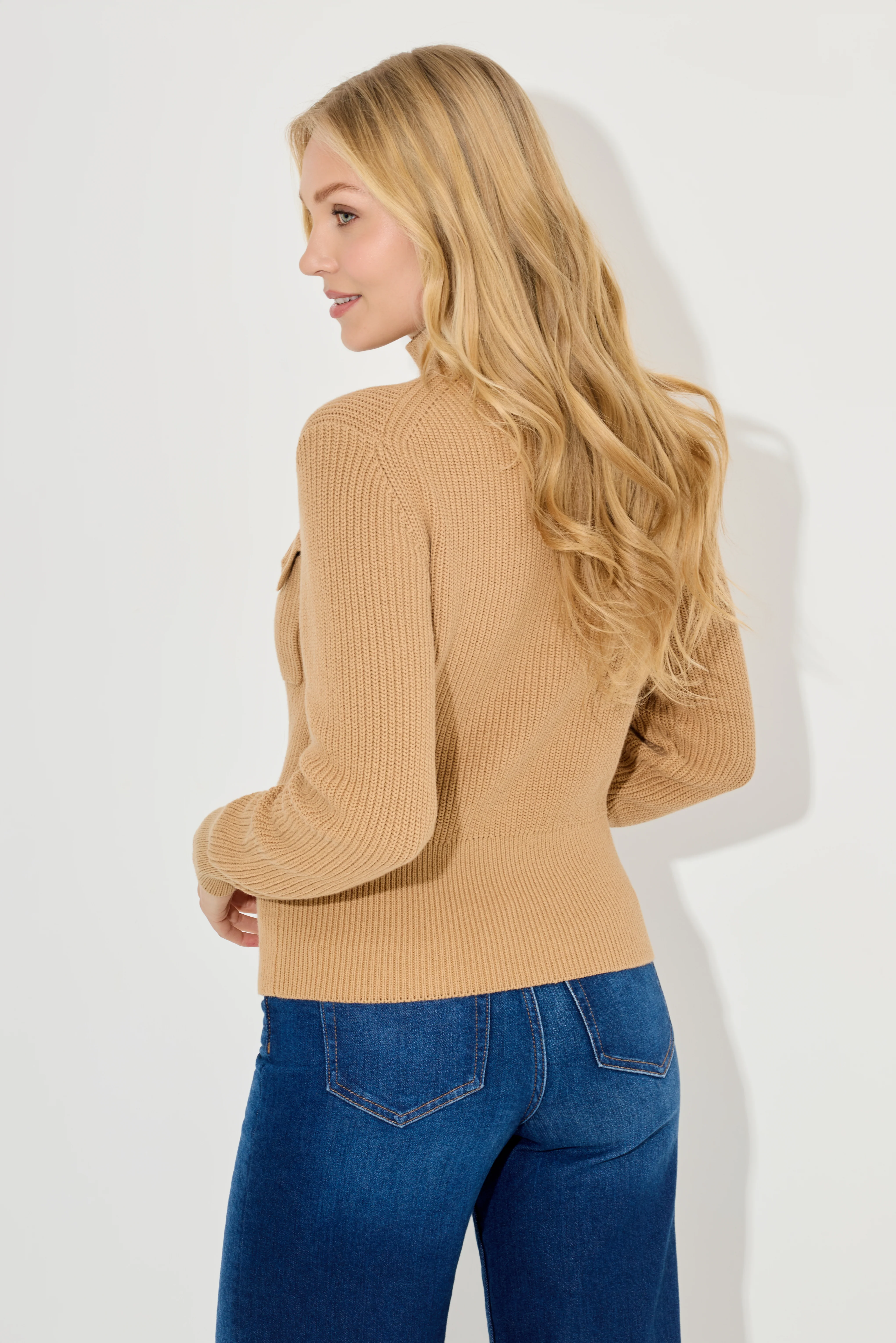 Cotton Zip Detail Cardigan - Image 4