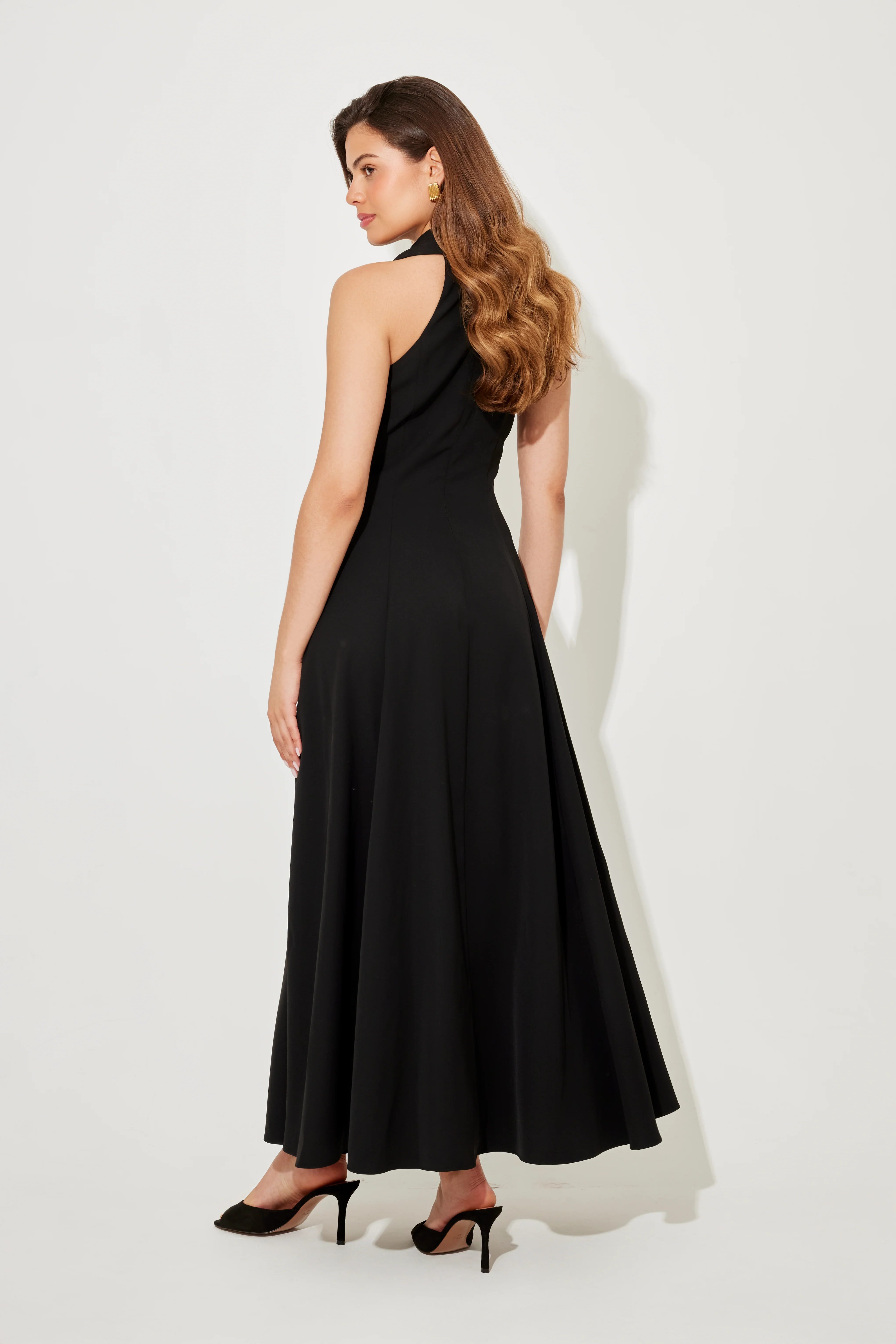 Flowy Collar Maxi Dress - Image 4