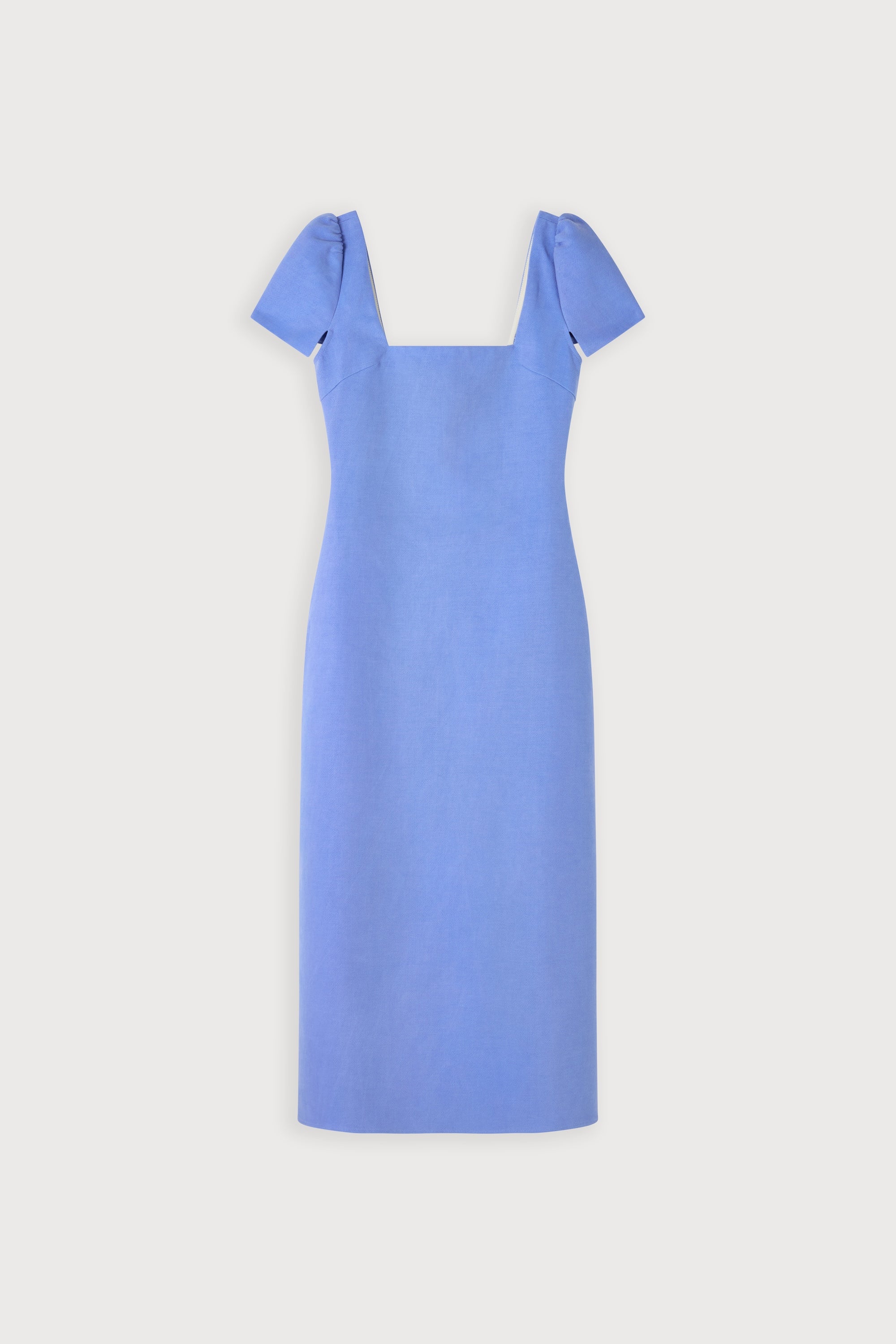 Linen Mix Square Neck Midi Dress - Image 5