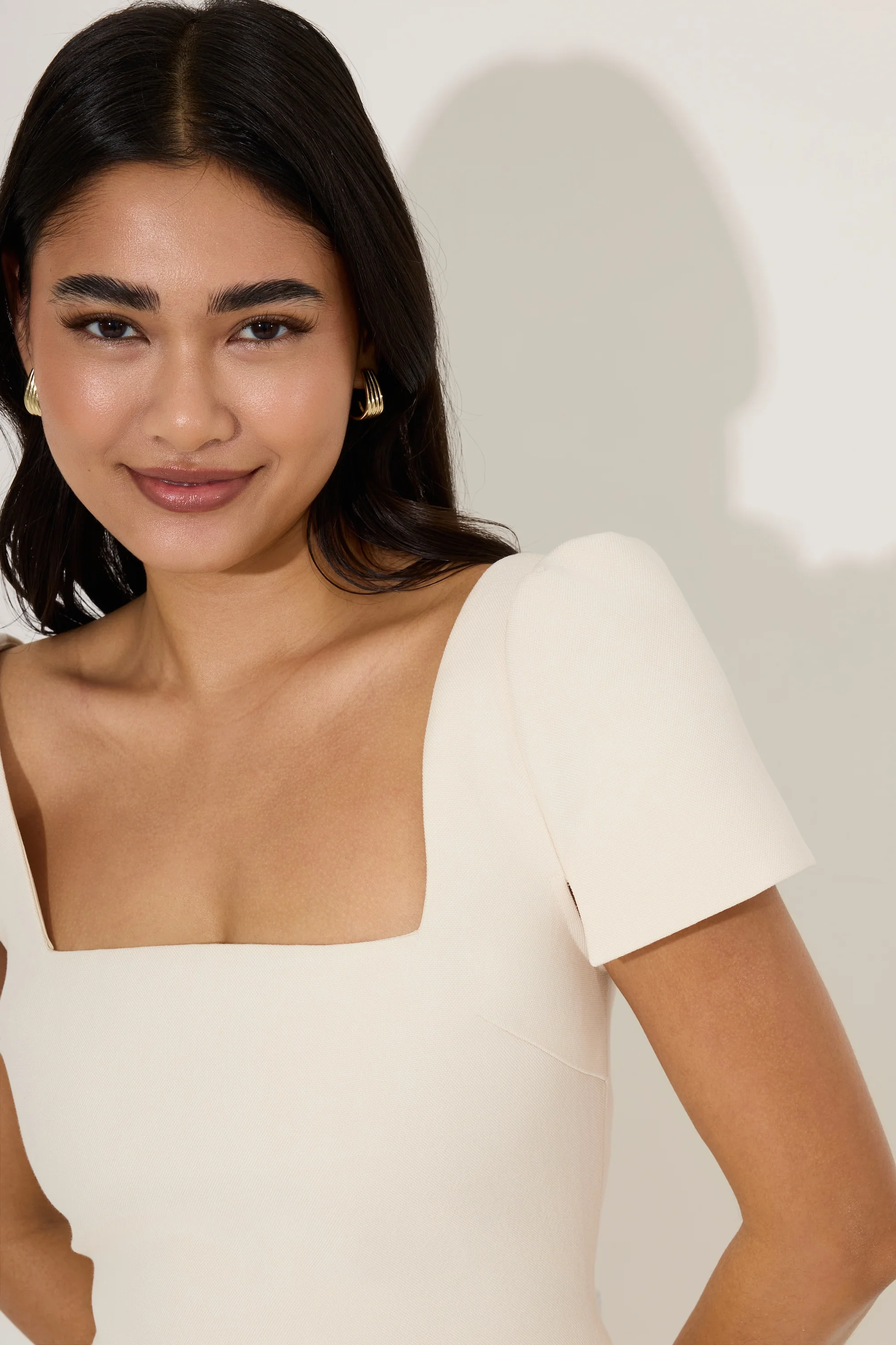 Linen Mix Square Neck Mini Dress - Image 3