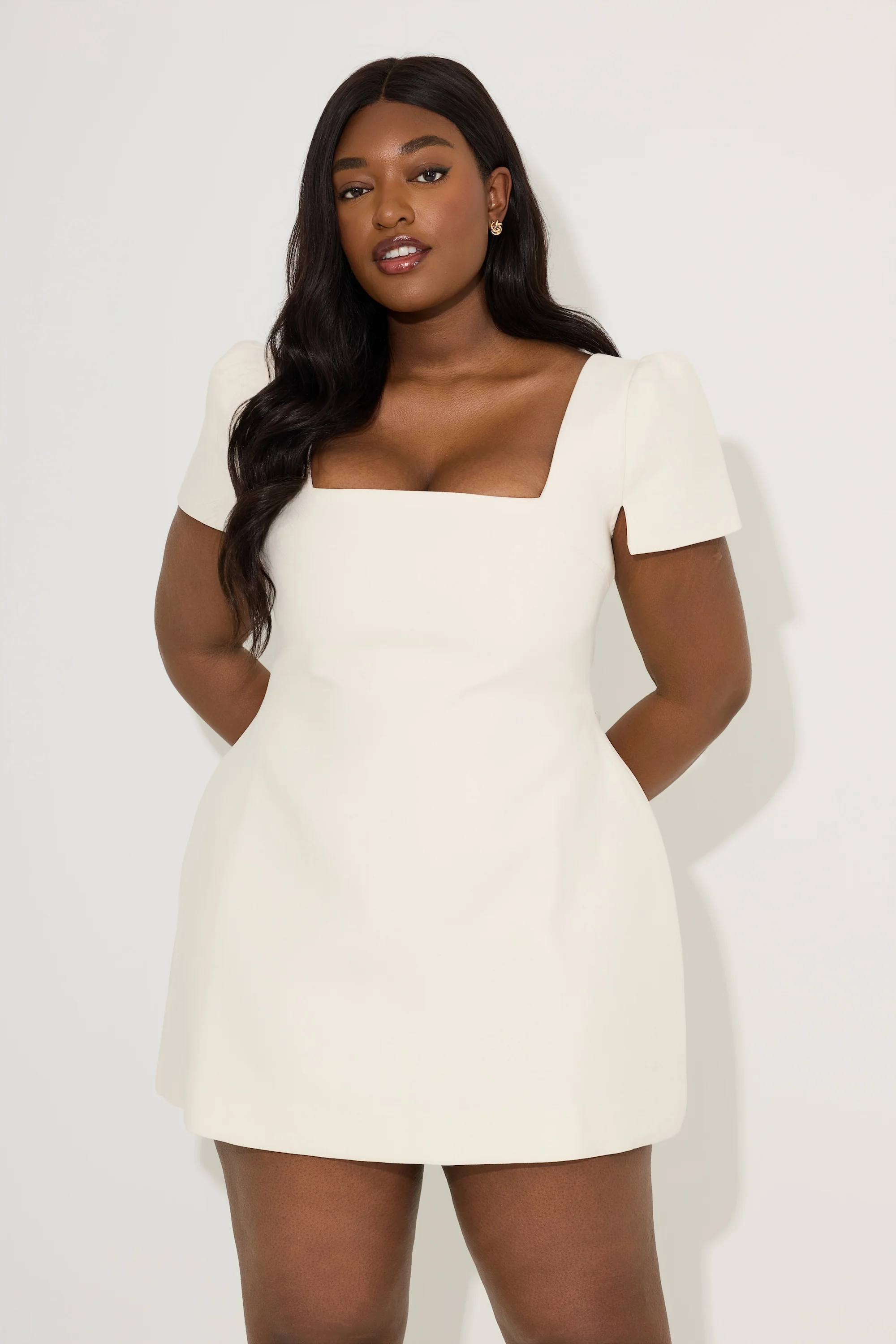 Linen Mix Square Neck Mini Dress - Image 5