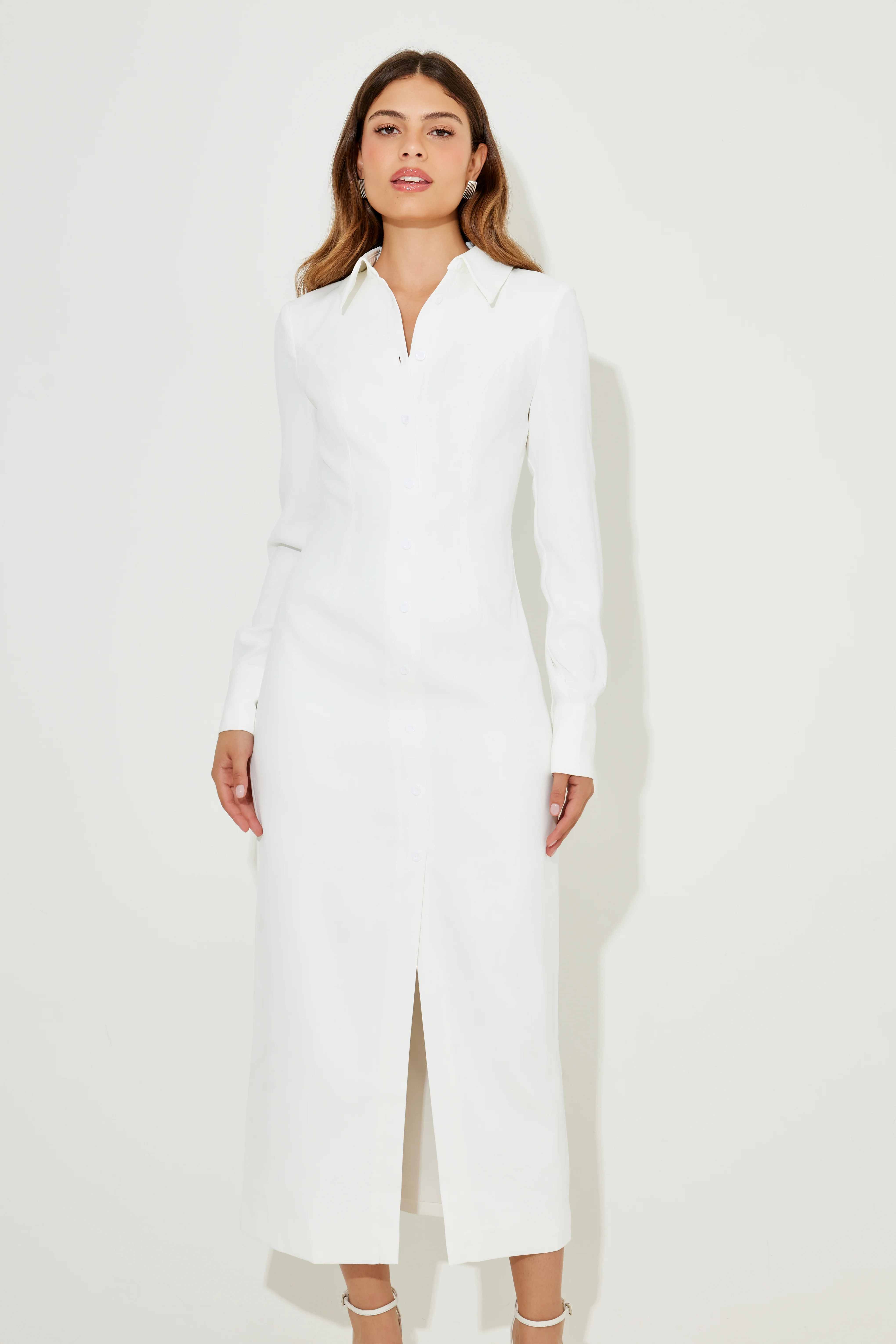 Long Sleeve Collar Maxi Dress - Image 3