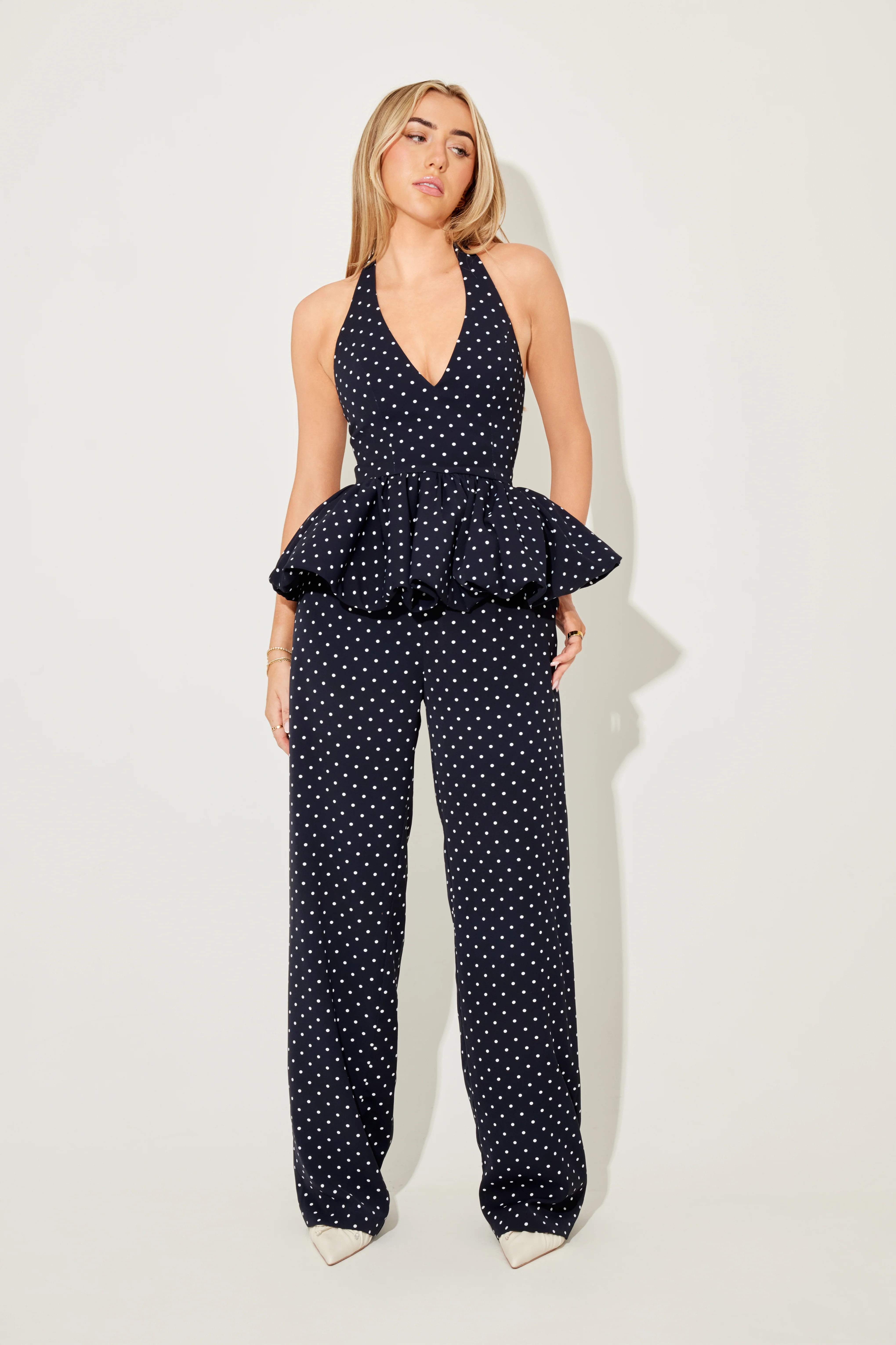 Polka Dot Peplum Top - Image 2