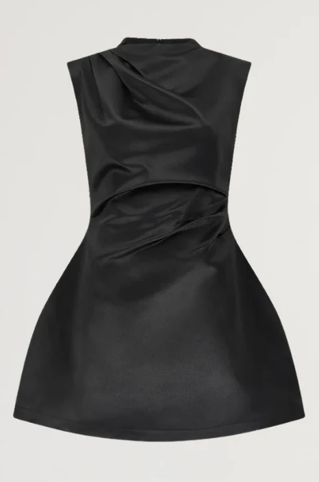 Satin Straight Neck Mini Dress - Image 6