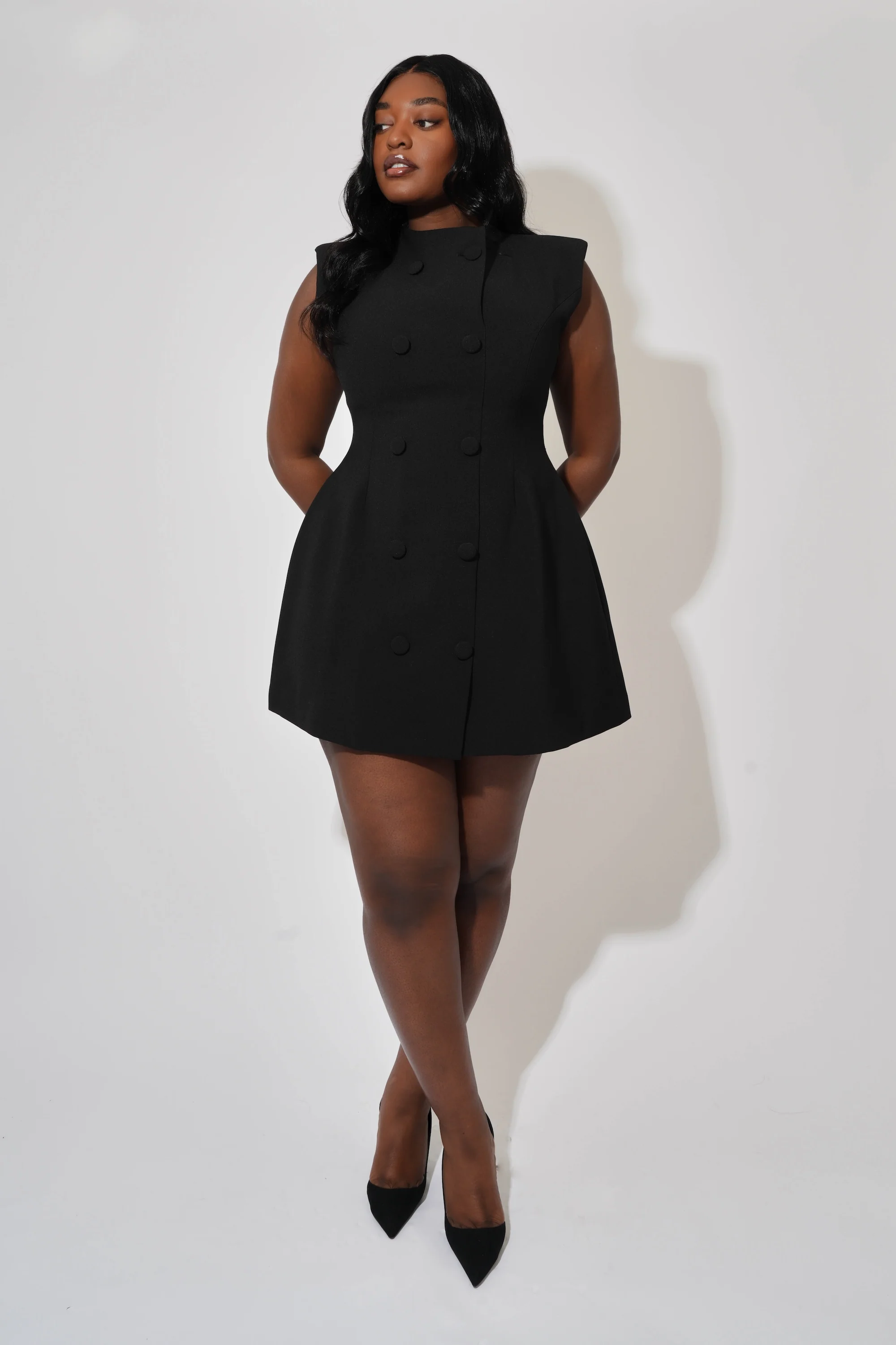 Sleeveless Button Mini Dress - Image 5