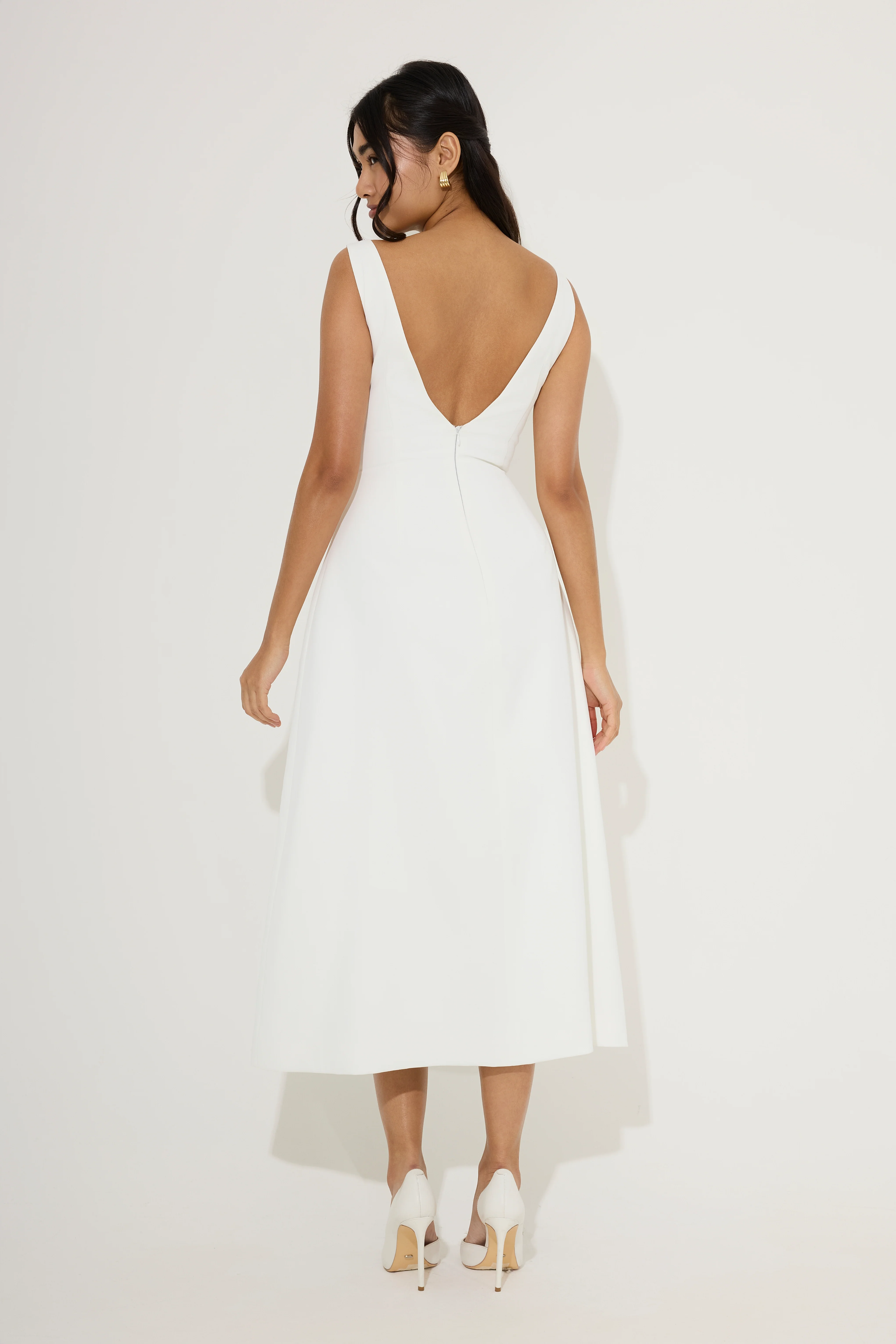 Straight Neck Midi Dress - Image 4