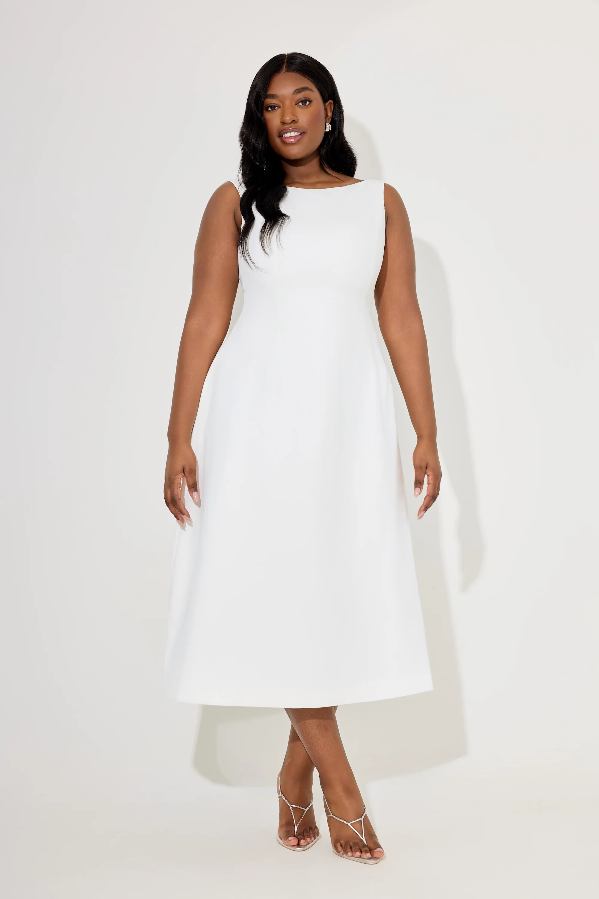 Straight Neck Midi Dress - Image 5