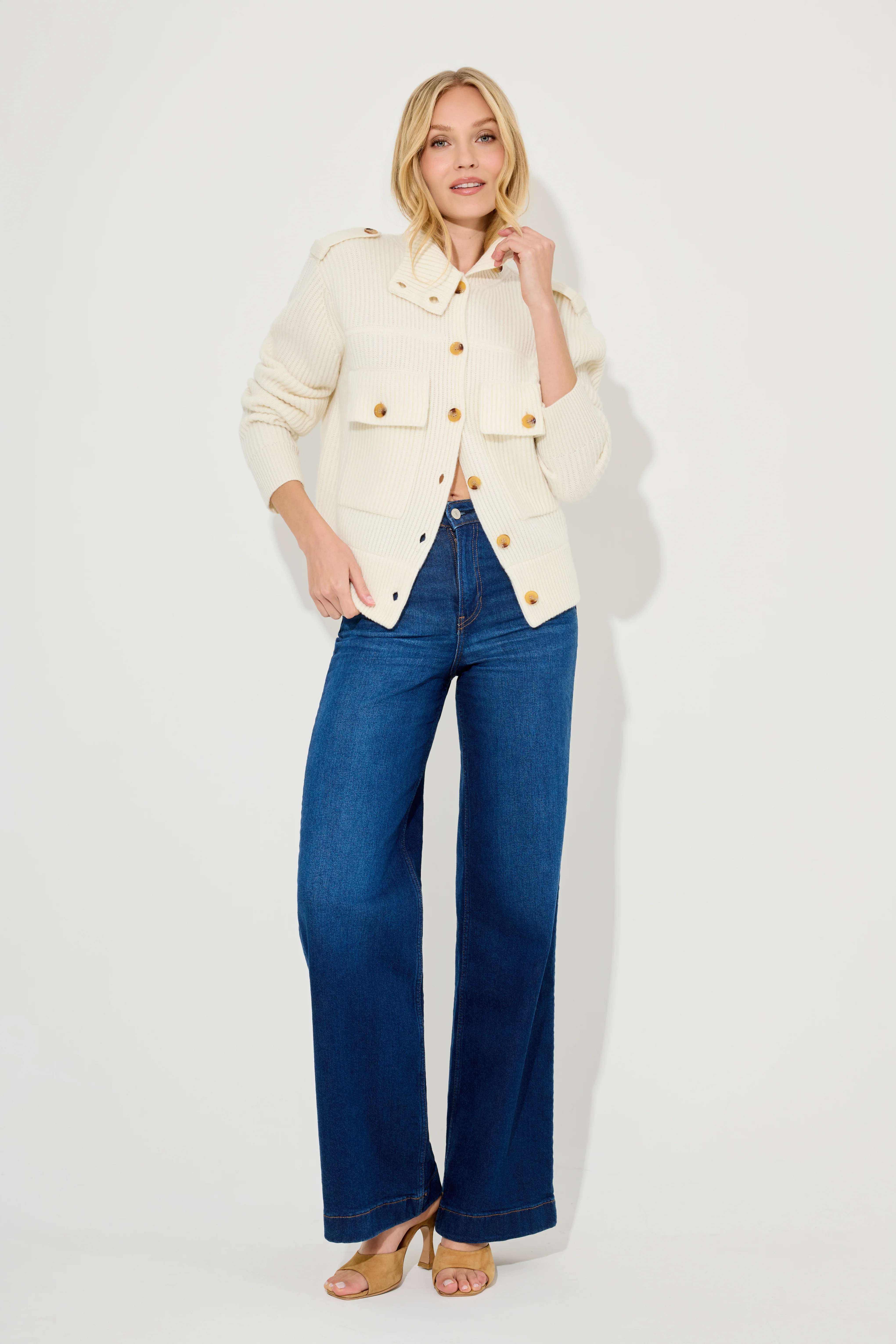 Wool High Neck Cardigan - Image 3