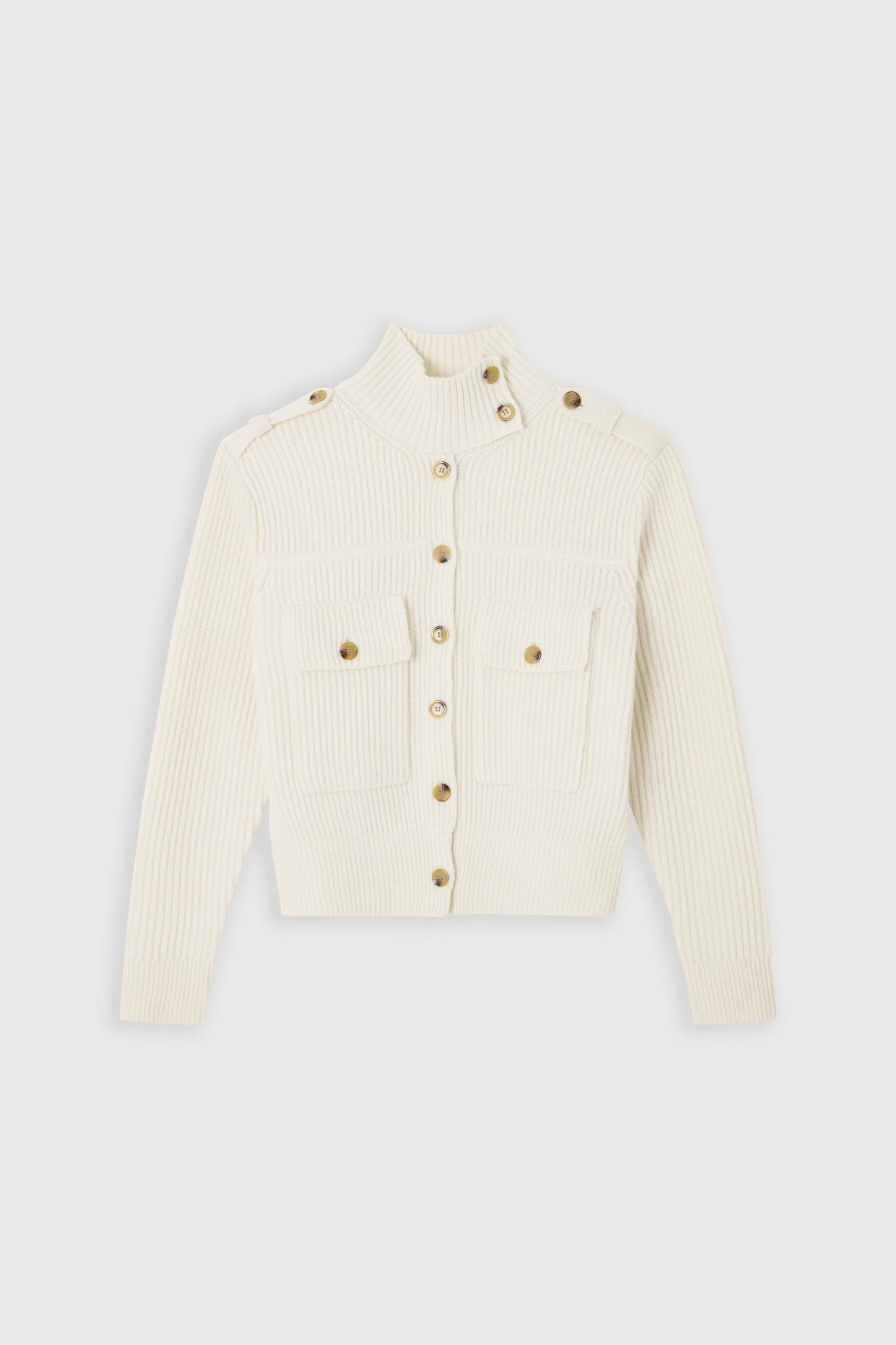 Wool High Neck Cardigan - Image 7